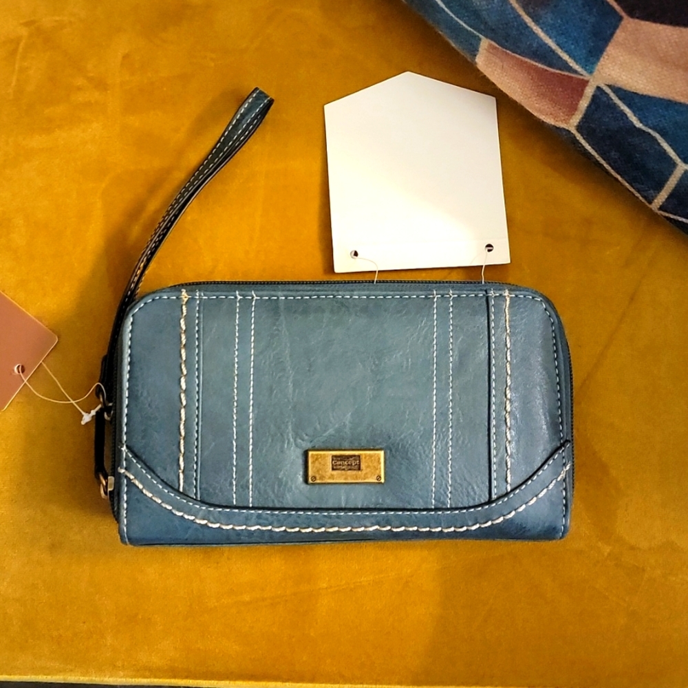 Concept Women's RFID wallet clutch New NWT, denim shade blue